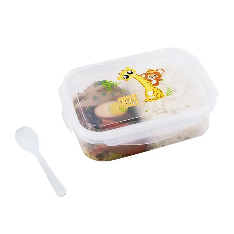 Прозрачный Ланч-бокс 2 сетки Bento box контейнер для еды герметичный контейнер для еды с ложкой для офиса ланч-ужин хранение