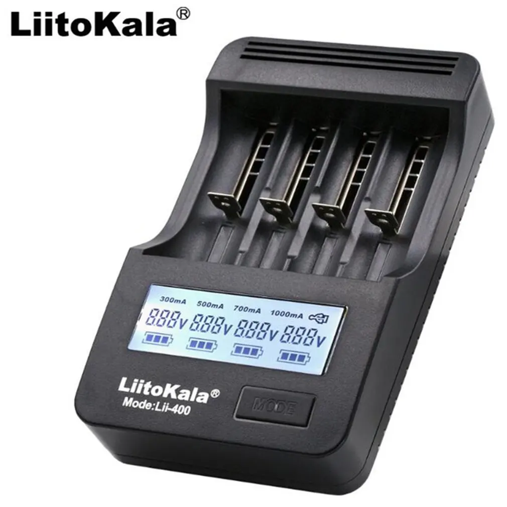Liitokala Lii-400 18650 зарядное устройство с ЖК-дисплеем 26650 21700 14500 10440 4 слота NiMH Li-Ion умное Универсальное зарядное устройство
