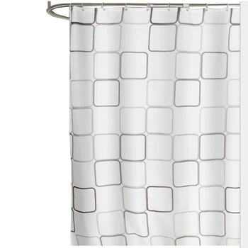 

Square Bathroom Shower Curtain 12 Hooks Waterproof Proof Shower Curtain