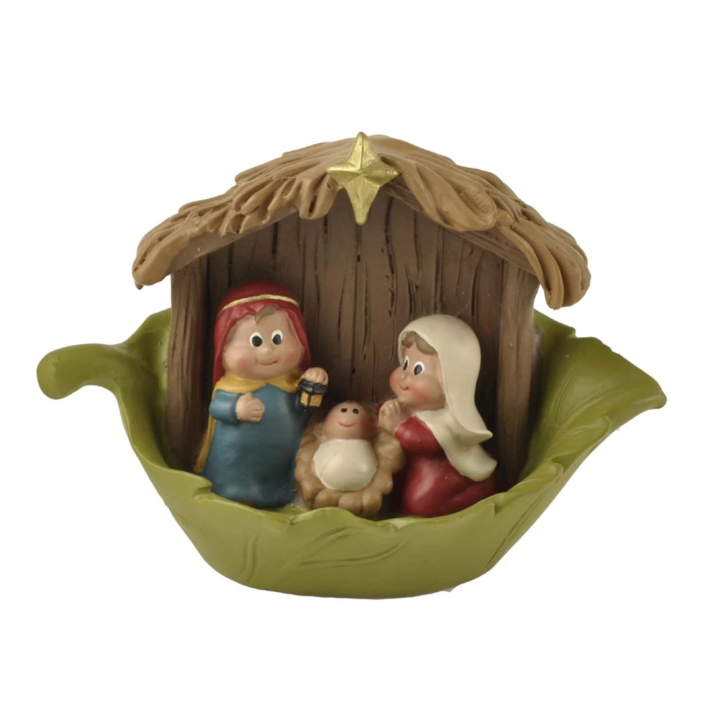 

Christian Birth Of Jesus With Stable Christmas Ornaments Religious Gift Church Resin Crafts Home Decoration Nativity Scene Mews