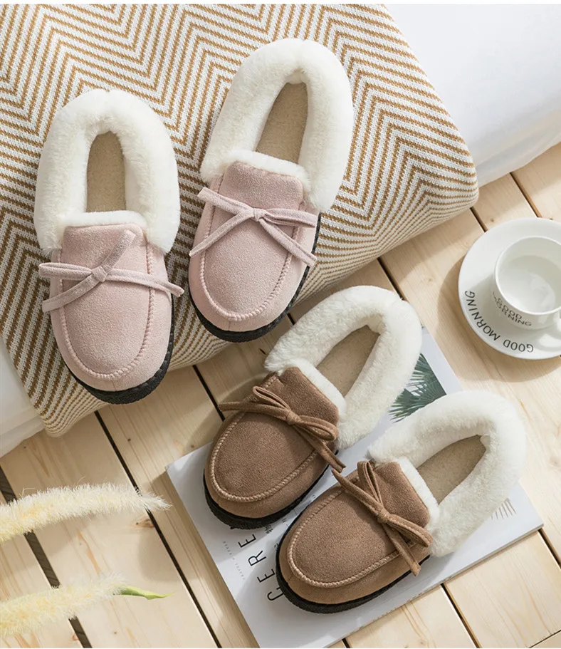 Suihyung/Зимние плюшевые тапочки; мягкая теплая Домашняя обувь с искусственным мехом; обувь из замши и хлопка; женские домашние пушистые тапочки на платформе