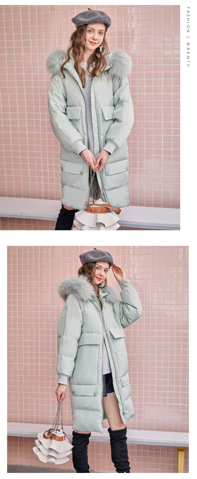 Winter 90% white duck down coat jacket coat down jacket 2019New women's thick coat hooded women's long down jacket Doudoune Femm