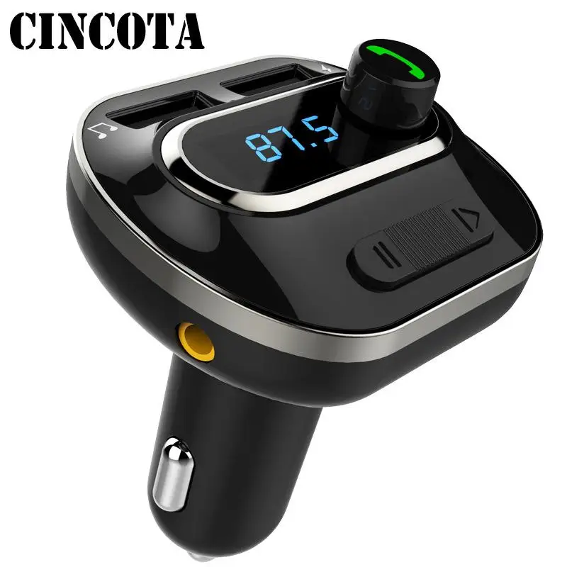 Автомобильный Bluetooth MP3 плеер fm-передатчик беспроводной радио адаптер с двумя USB зарядным устройством адаптер питания Поддержка - Название цвета: black