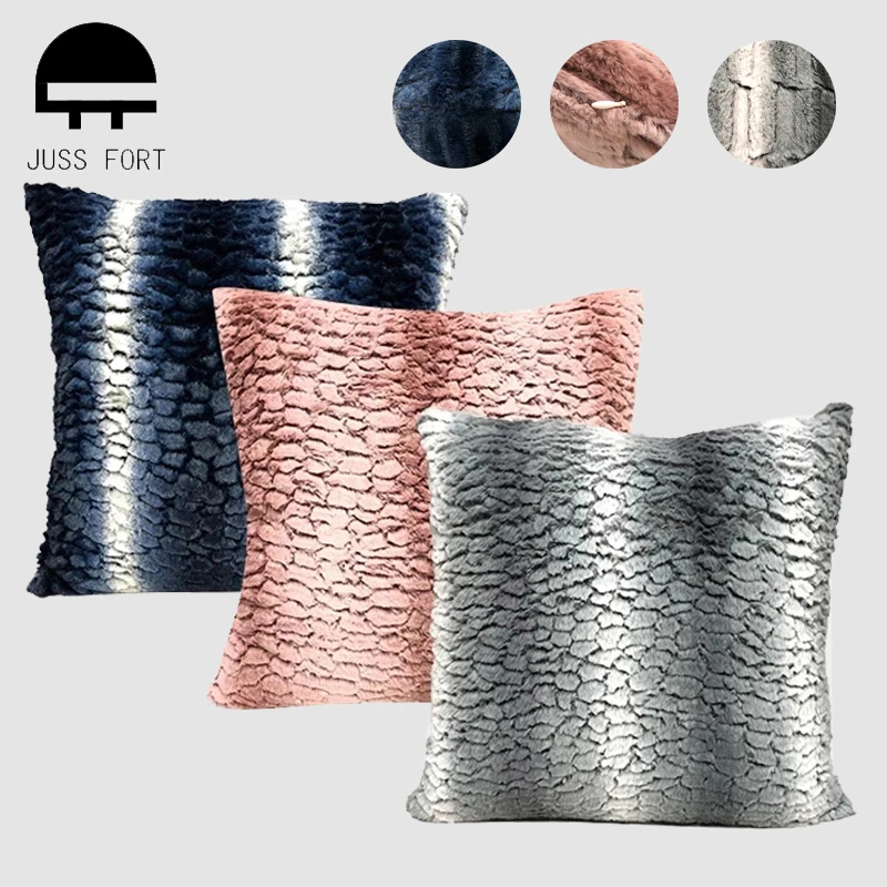 Плюшевый чехол для подушки декоративный диванной с узором в виде каменных