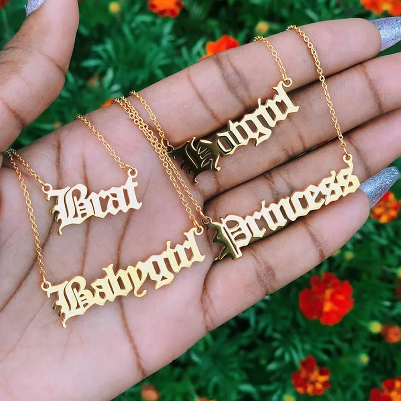 Custom Old English Name Necklace 