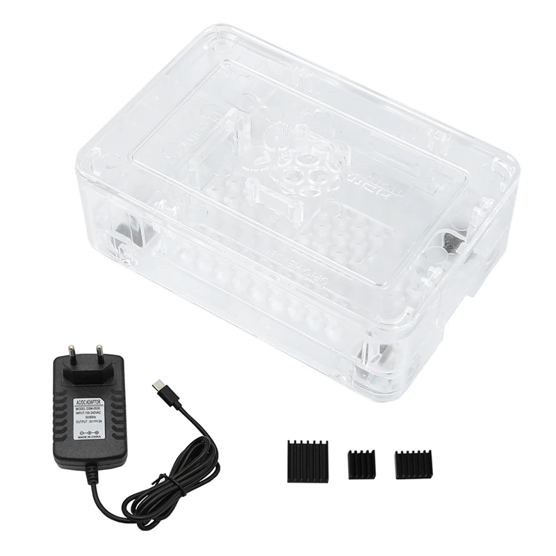 Для Raspberry Pi ABS чехол для корпуса с теплоотводом 5 V/3A источник питания для Raspberry Pi 4B