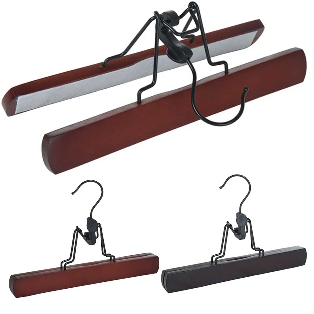 Hanging Home Trouser Skirts Clothes Hanger Closet Drying Rack Hotel Storage Wardrobe Space Saving Solid Wood No Trace Clip Type