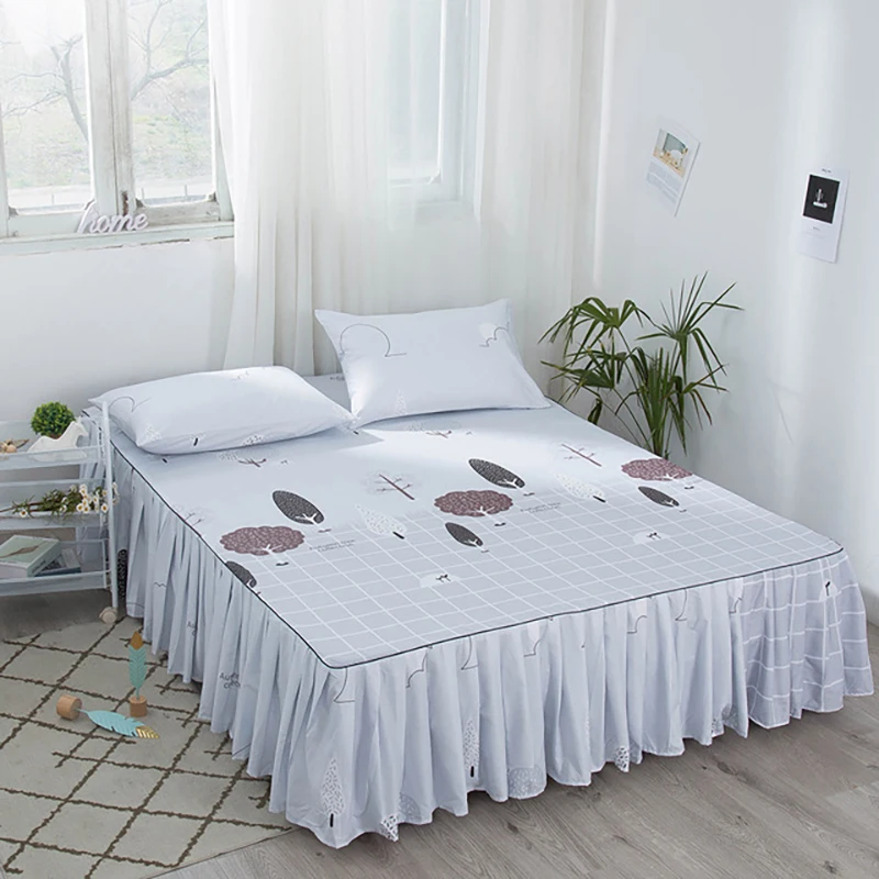 07 Bed-skirt Bed Fitted Sheet Bedspread Cover Ruffle Bed Spread Covers With Skirts For Beds Modern Bedcover Twin Full Queen King - Цвет: 07