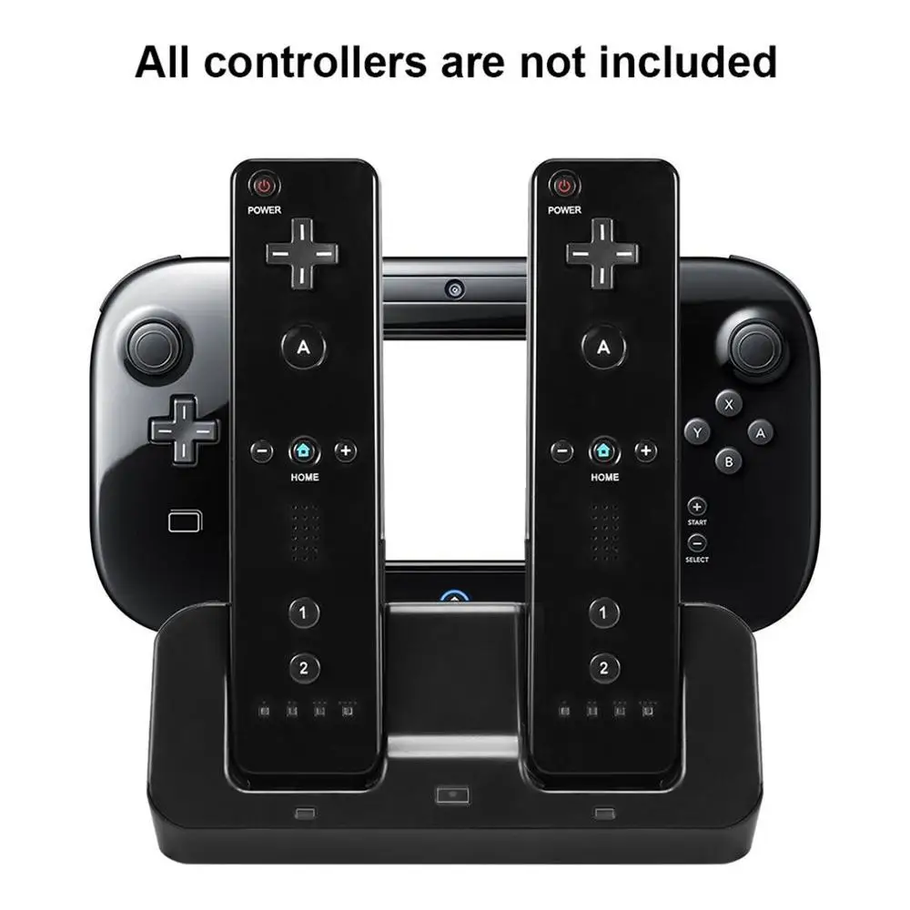 3 in 1 led remote control charging dock station+ 2x2800mAh battery for wii u
