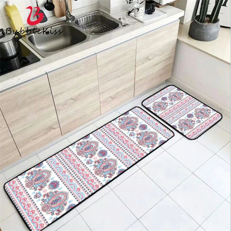 Bubble Kiss 2021 Nordic Flower Pattern Strip Kitchen Mat 40cmX60cm Door Entrance Carpet Waterproof Floor Mats Hot Sale | Дом и сад