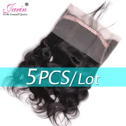 Jarin перуанские волосы 3 пучки с закрытием свободные средние три части свободные волнистые пучки с закрытием Remy человеческие волосы