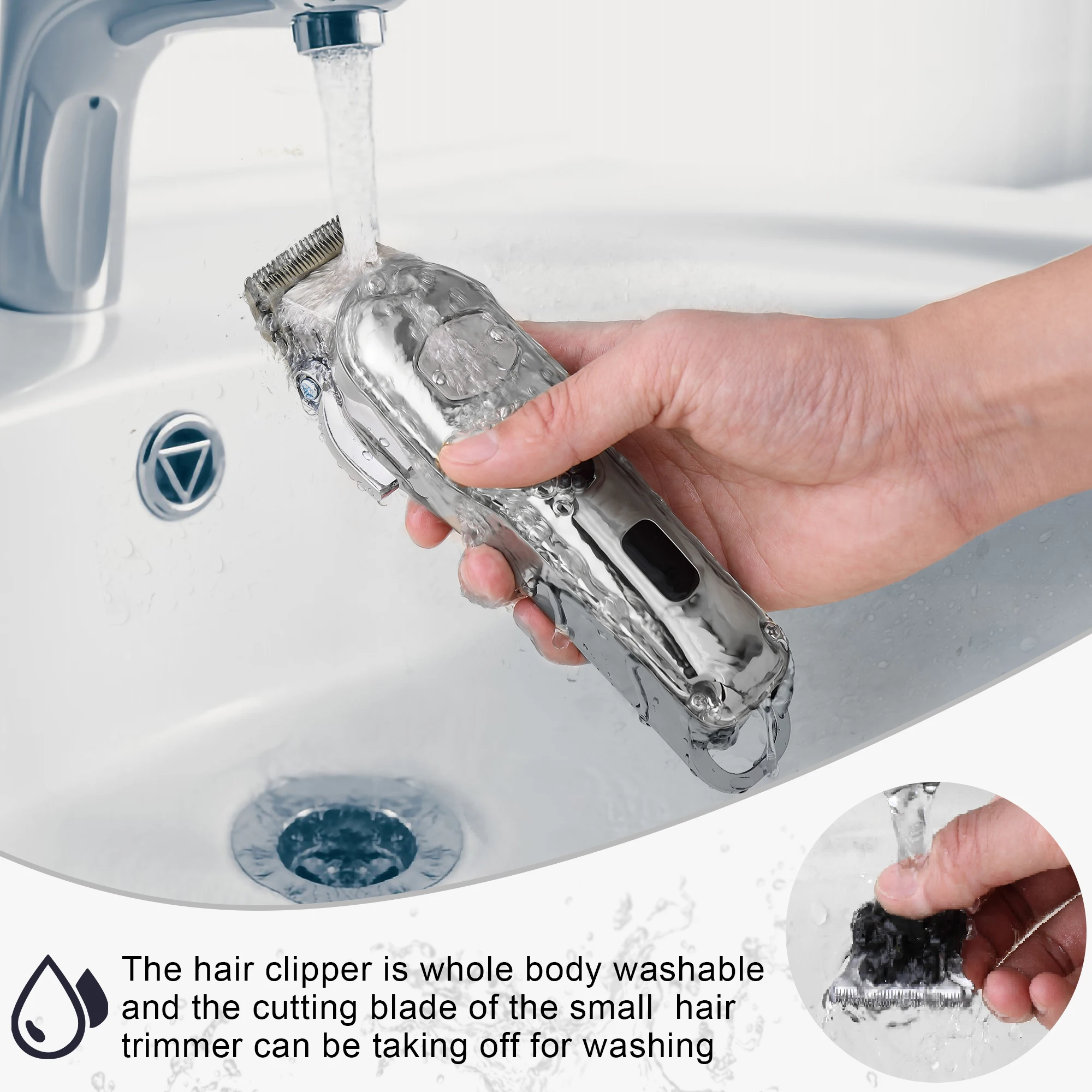Hatteker Professional Hair Cutter Mans Hair Clipper Set Metal Electric Cordless Hair Trimmer for Barber LCD Display Hairdressing 3
