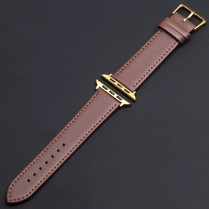 Новейшая кожаная Петля подходит для Apple-Watch Band series 1 2 3 4 5 подходит для iWatch-ремешок 42 мм 38 мм 40 мм 44 мм linkseries 5 - Цвет ремешка: Brown gold
