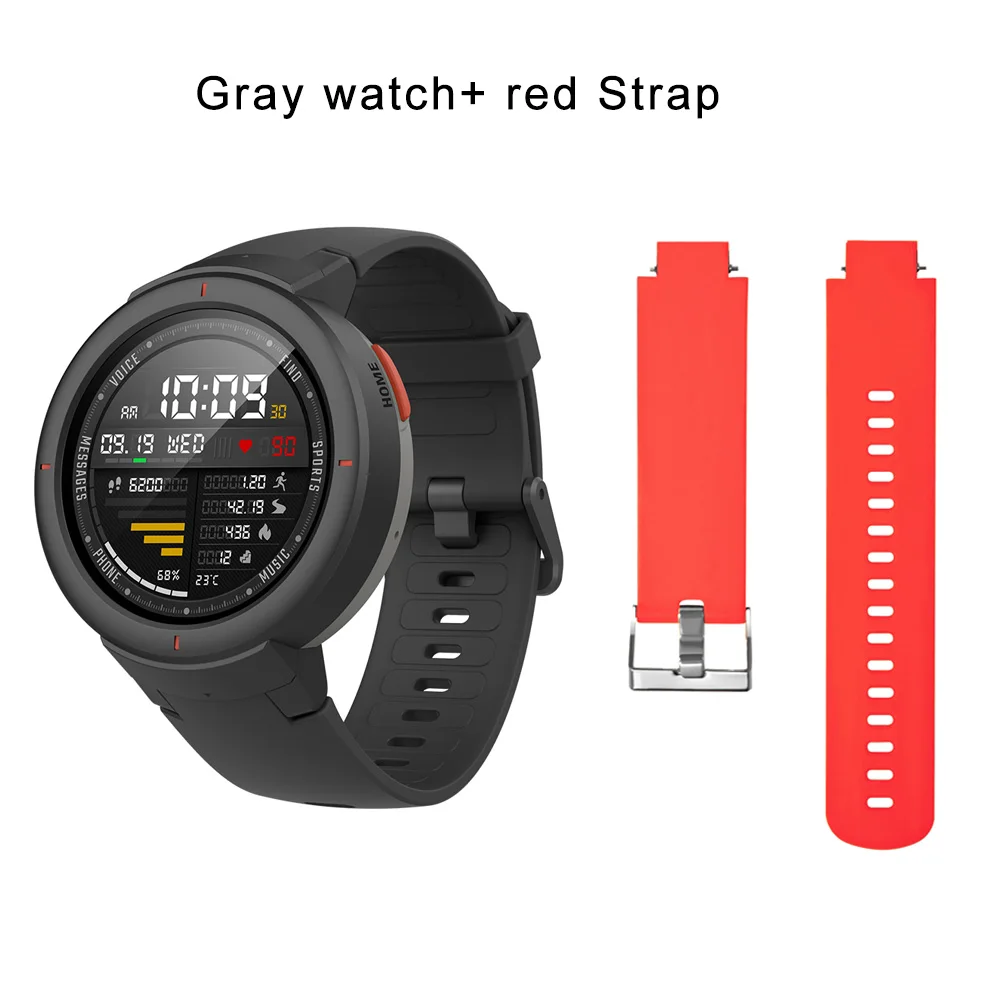 Black add redstrap Глобальная версия Hua mi AMAZFIT Verge 3 gps умные часы IP68 AMOLED экран ответ на звонки умные часы мульти спортивные для mi 8 - Цвет: Black add redstrap