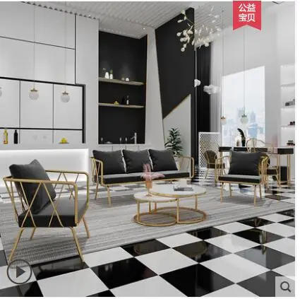 Nordic tie yi sofa tea table combination web celebrity sofa tea table contracted nail salon beauty salon negotiation and c