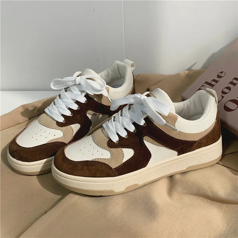Spring and Autumn Low-top New Student Sports Shoes Female Students Color Matching Round Toe Casual Women's Shoes Trend Shoes