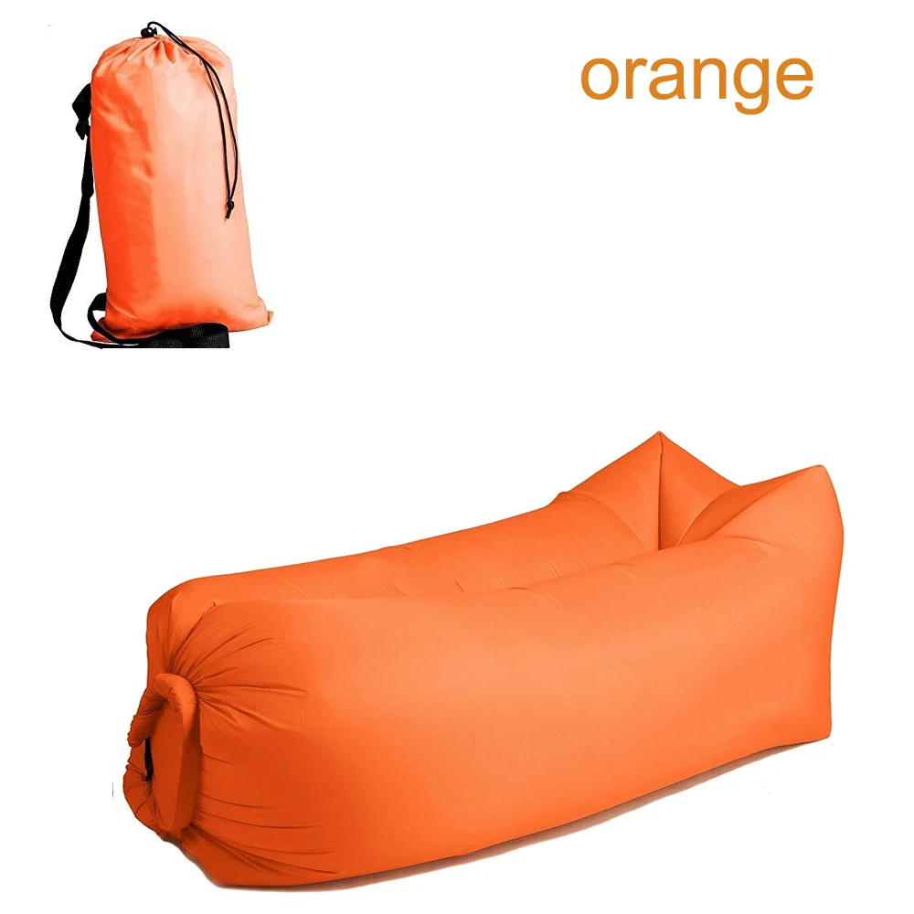 Camping Ultralight Fast Inflatable Sofa Lazy Bag Sleeping Bag 240*70cm outdoor Portable Air Banana Sofa Beach Bed Air Bed - Цвет: Оранжевый