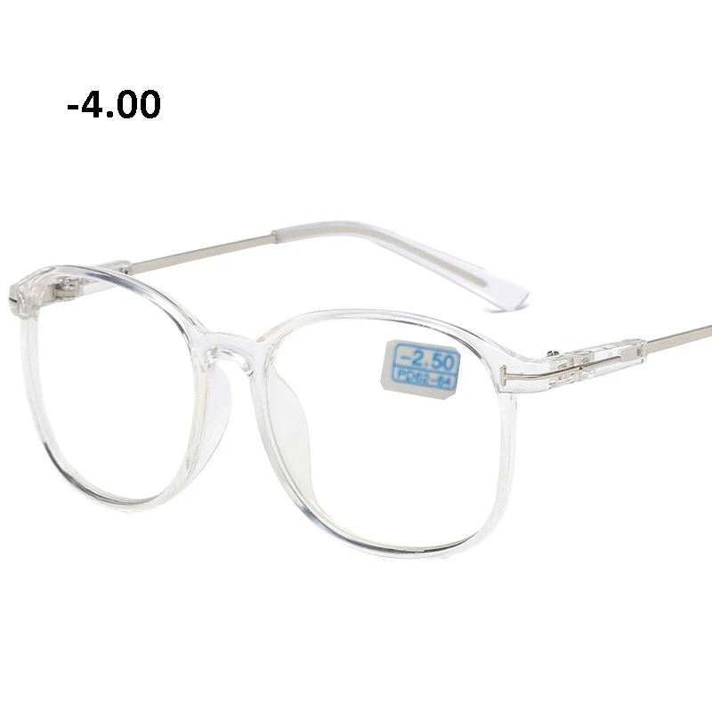 Металлическая оправа близорукость отделка очки Оптические близорукие очки-оверсайз черные прозрачные Рецептурные очки - Цвет оправы: clear -4.00