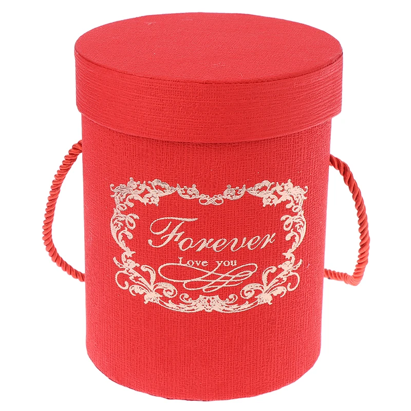 165*120mm Round Flower Paper Boxes Lid Hug Bucket Florist Gift Packaging Box Gift Candy Bar Boxes Party Wedding Supply - Цвет: red