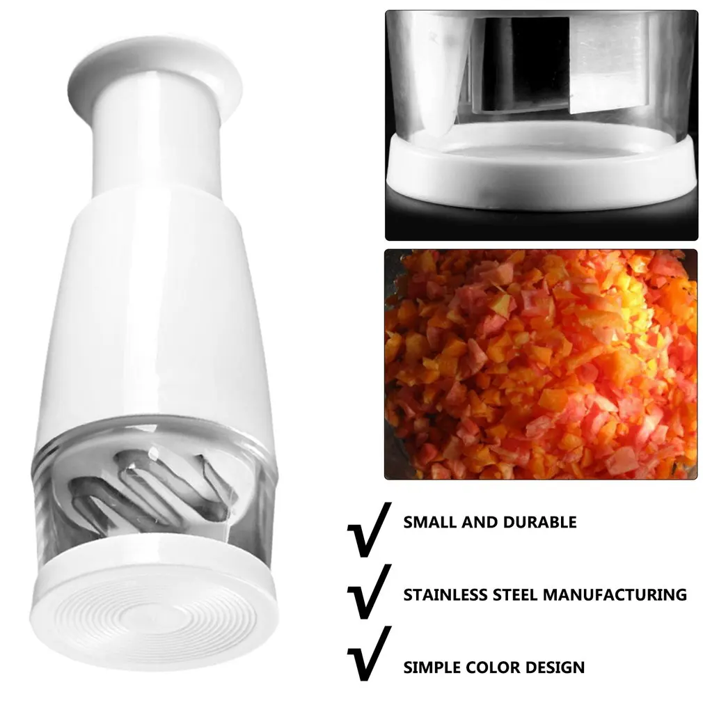 White Stainless Steel Kitchen Pressing Slicer Peeler Dicer Vegetable Garlic Onion Food Chopper Cutter Tools