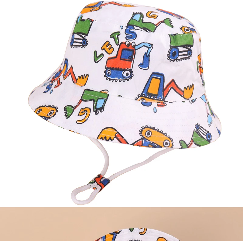 Silicone Anti-lost Chain Strap Adjustable  Spring Summer Baby Bucket Hat For Children Cartoon Animal Fisherman Cap Boys Girls Cotton Breathable Autumn Outdoor Sun Hats crochet baby accessories