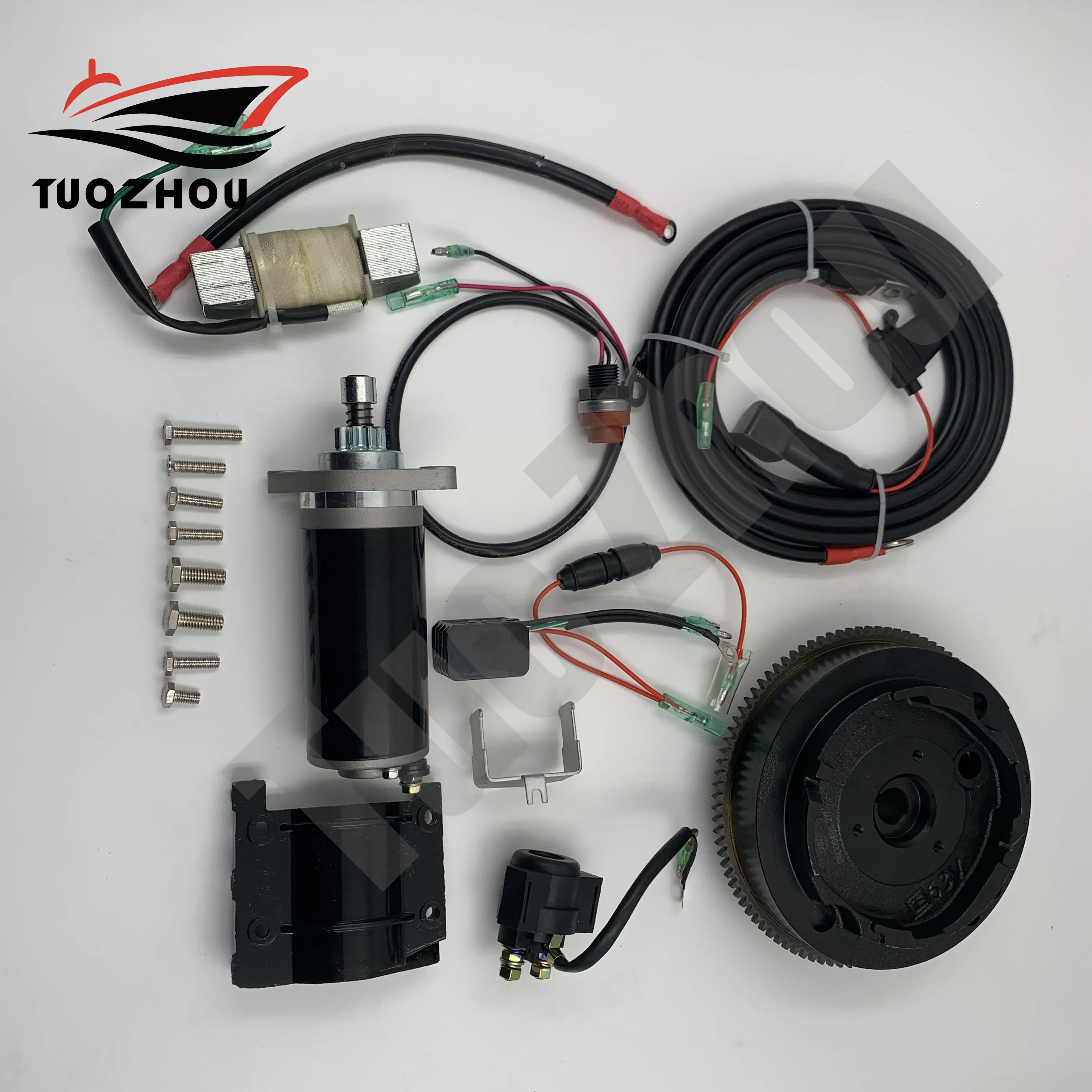 

Outboard motor Rear Control Change to Electric Start Engine Kit for YAMAHA 2 stroke 15HP boat engine（63V)