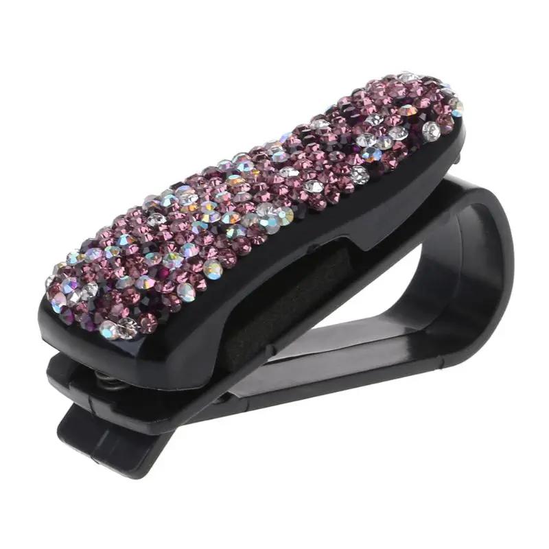 Auto Fastener Clip Rhinestone Diamond Car Sun Visor Glasses Sunglasses folder Ticket Receipt Card Clip Storage Holder Accessory