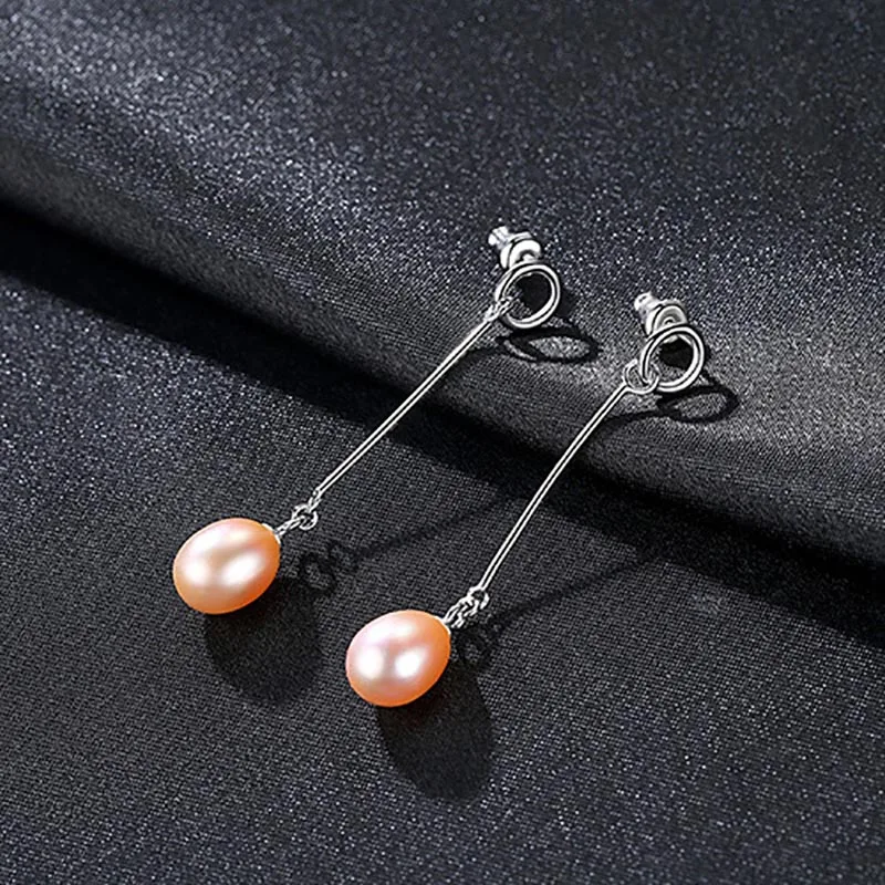 JS-YME311PK Jellystory, серебро 925, ювелирные изделия, длинные серьги, натуральный пресноводный жемчуг, висячие серьги для женщин, модное, в форме груши, серьги-гвоздики, подарок на свадьбу - Цвет камня: JS-YME311PK