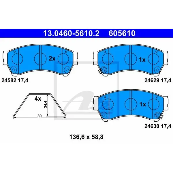 Disc pads.  Mazda 6 1.8/2.0/2.5/07 ATE 13.0460-5610.2 |