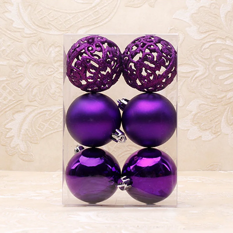Christmas Balls Ornament Hanging Baubles Xmas Decorations for Home Colorful Balls New Year Decoration Polystyrene - Цвет: purple