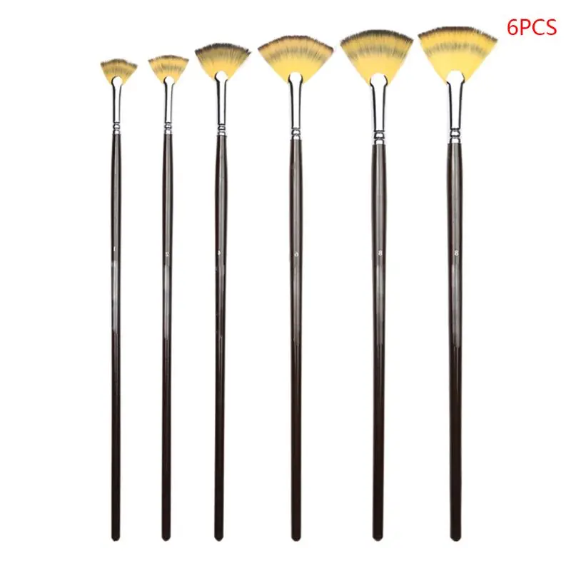 Красочная нейлоновая веерообразная ручка масляная живопись акриловая ручка гуашь Акварельная ручка живопись 6 костюмов D08B