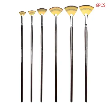 

Colorful Nylon Fan-Shaped Pen Oil Painting Acrylic Pen Gouache Watercolor Pen Painting 6 Suits D08B