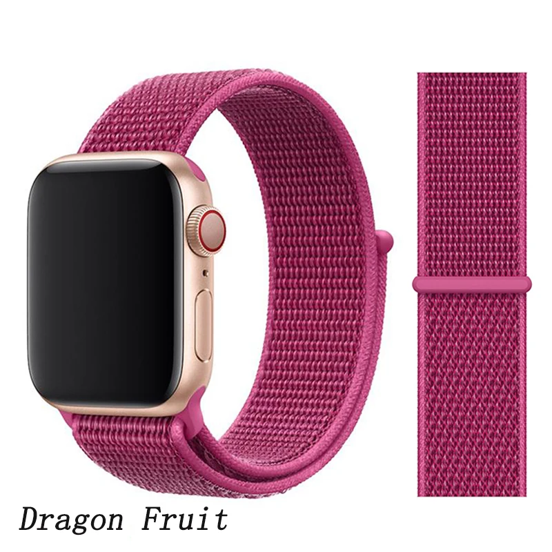 Ремешок для apple watch 5 4 ремешок 44 мм 40 мм Correa 42 мм 38 мм iwatch 5 4 3 2 нейлоновый браслет pulseira ремешок для часов - Цвет ремешка: Dragon Fruit