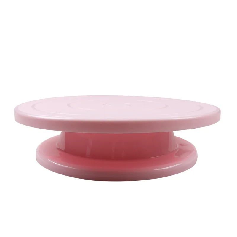 Высокое качество тарелка для торта поворотный стол для украшения торта вращающийся Противоскользящий Круглый Стенд для торта кухонная сковородка "сделай сам" инструмент для выпечки - Цвет: Pink