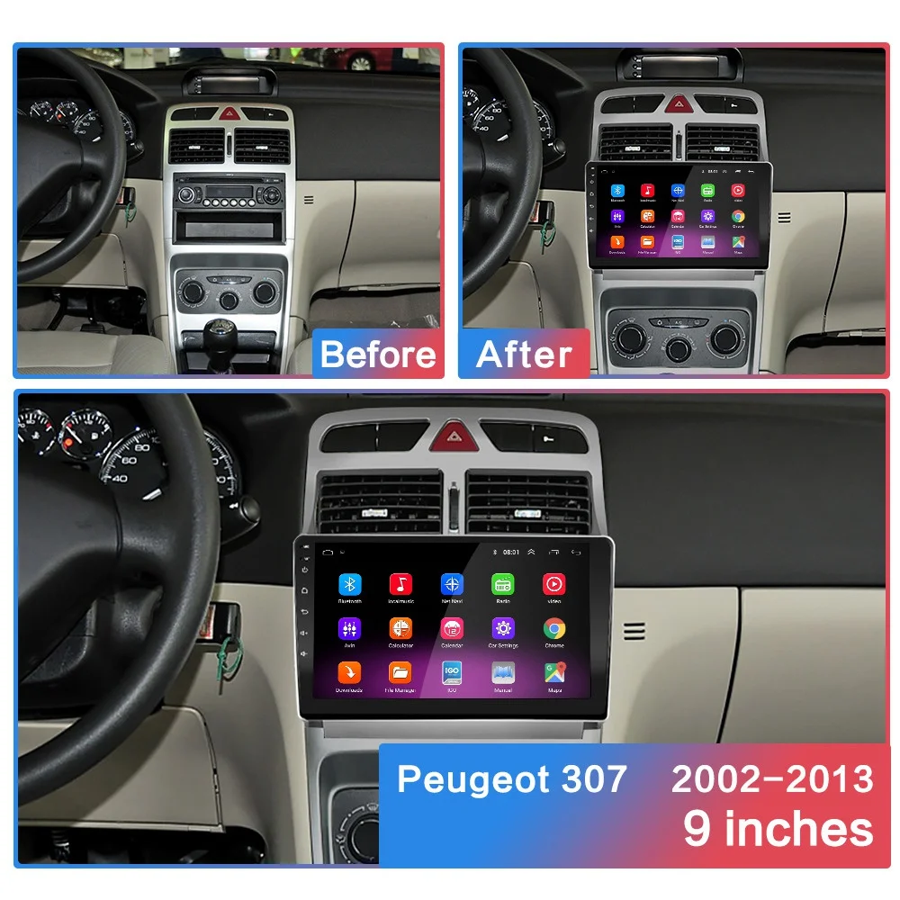 2G+ 32G 2din Android 8,1 автомобильный DVD мультимедийный плеер для peugeot 307 307CC 307SW 2002-2013 автомобильный Радио gps навигация WiFi DSP плеер