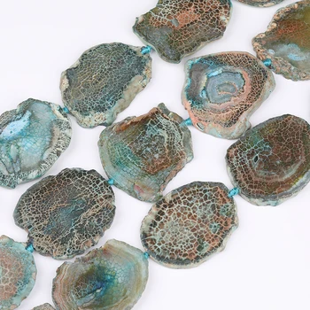 

15.5''/Strand, Natural Dragon Striped Agates Stone Irregular Slice Slab Loose Spacer Beads For Pendant Necklace Jewelry Making
