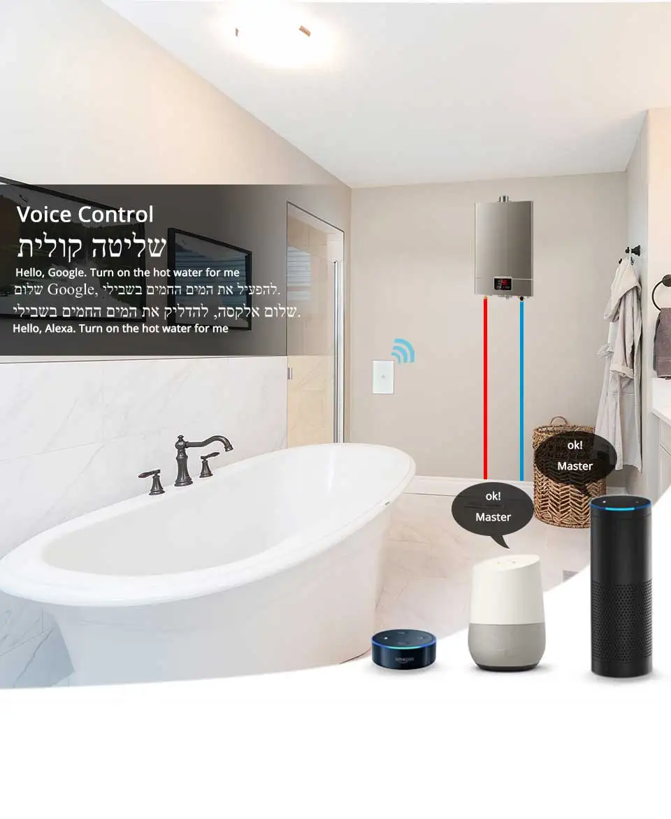 Wi-Fi умный бойлер стеклянная панель Переключатель водонагреватель Smart Life Tuya APP дистанционное управление Amazon Alexa Echo Google Home Голосовое управление