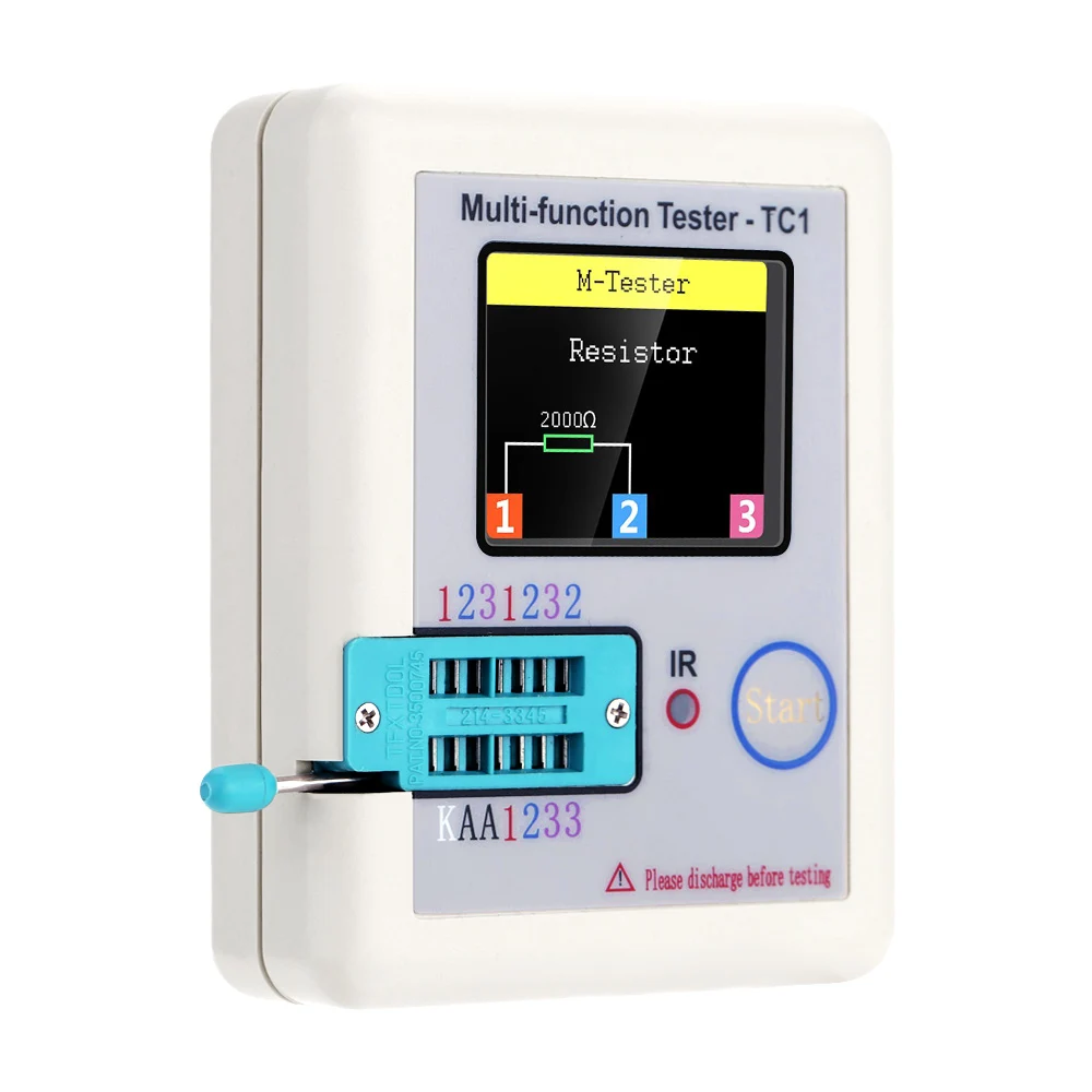 LCR-TC1 1.8" TFT LCD Display Multimeter Transistor Tester Diode Triode Capacitor Resistor Detector MOSFET NPN PNP Triac MOS