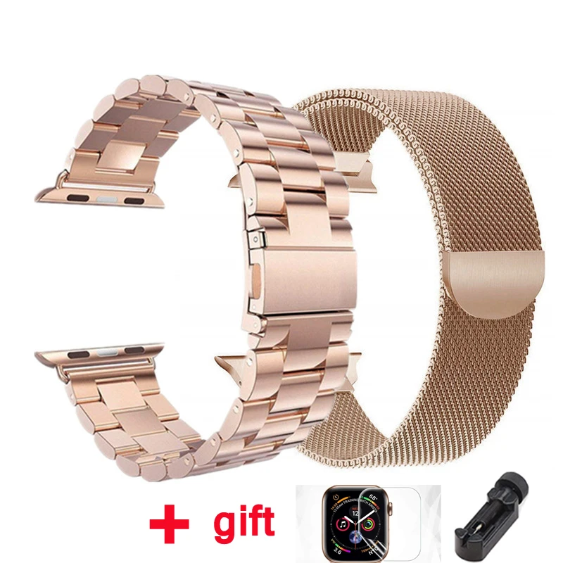 Champagne gold Миланская петля ремешок для Apple watch 42 мм 38 мм iWatch ремешок 44 мм 40 мм браслет из нержавеющей стали Apple watch 4 5 3 Аксессуары - Цвет ремешка: Champagne gold