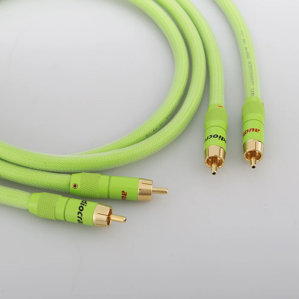 High Quality  A51 6N 99.9999% OFC Male-Male RCA Interconnect Cable with Gold Plated RCA Plug for Hifi System