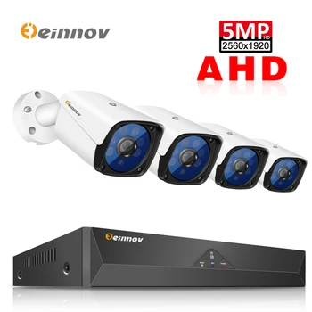 

Einnov DVR Kit 4CH 5MP Security Camera Outdoor Surveillance Video Camera For CCTV LAN Cable AHD NVR Set Night Vision Danale