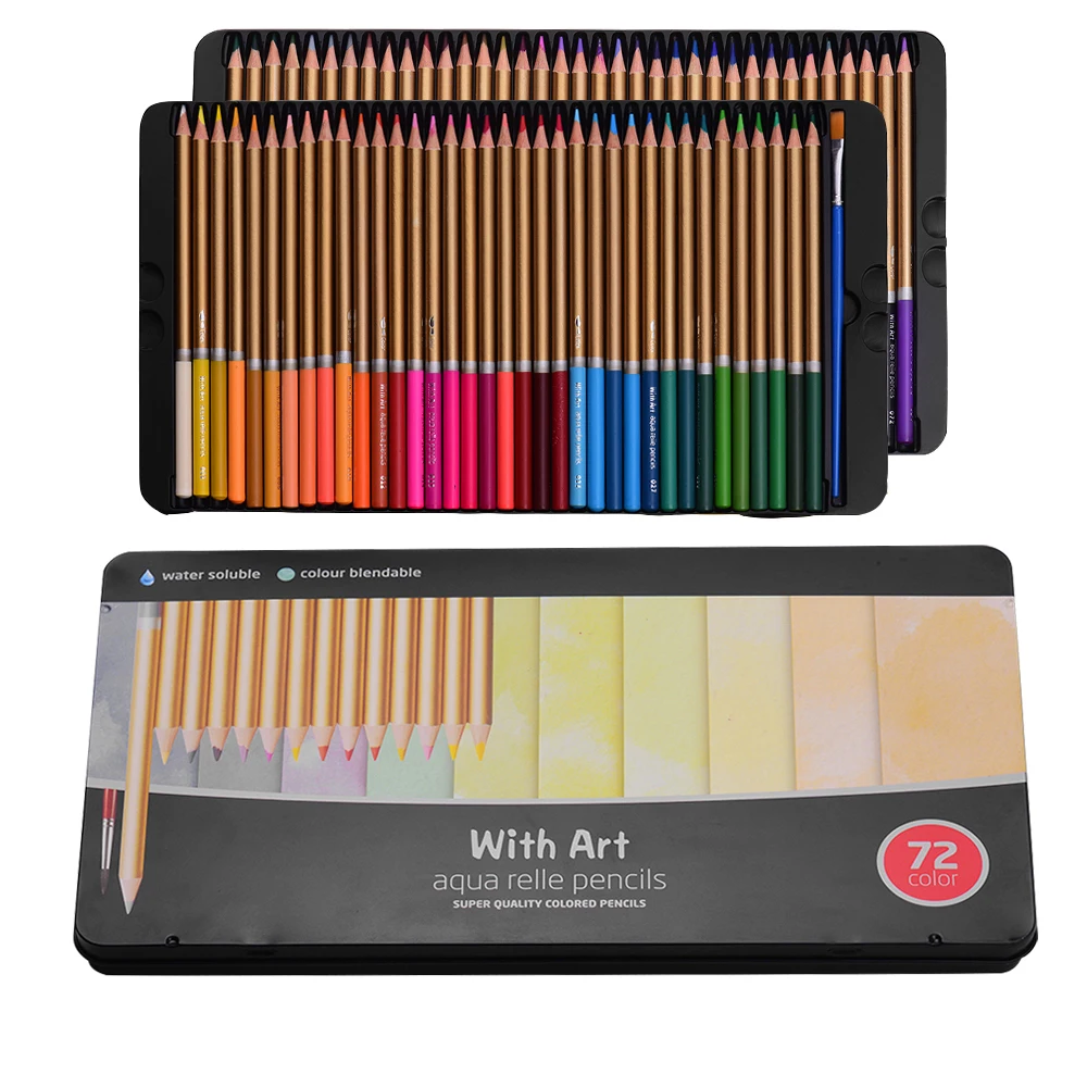 

Professional 72 Colored Pencils Set Pre-Sharpened Water-soluble Water Color Pencils with Brush Protective Storage Box