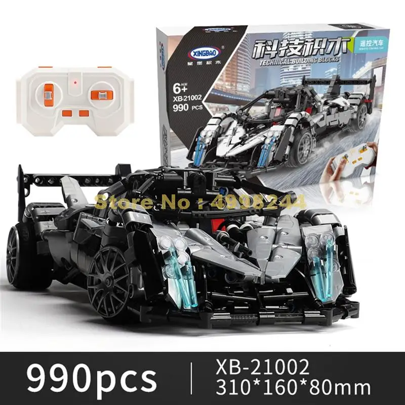 Xb21002 990 шт. rc пульт дистанционного управления черный гоночный автомобиль спортивный Конструкторы Кирпичи Игрушки