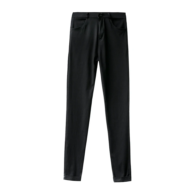 New Pants Women Fashion Slim High Waisted Stretchy Skinny Pencil Pants Solid Color Streetwear Trousers