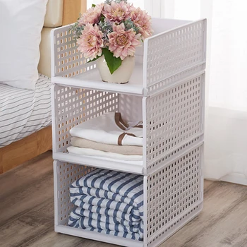 

Detachable Household Drawer Wardrobe Organizer Shelf Clothes Storage Basket Compartment Plastic Hollow Drawer Layered Partition