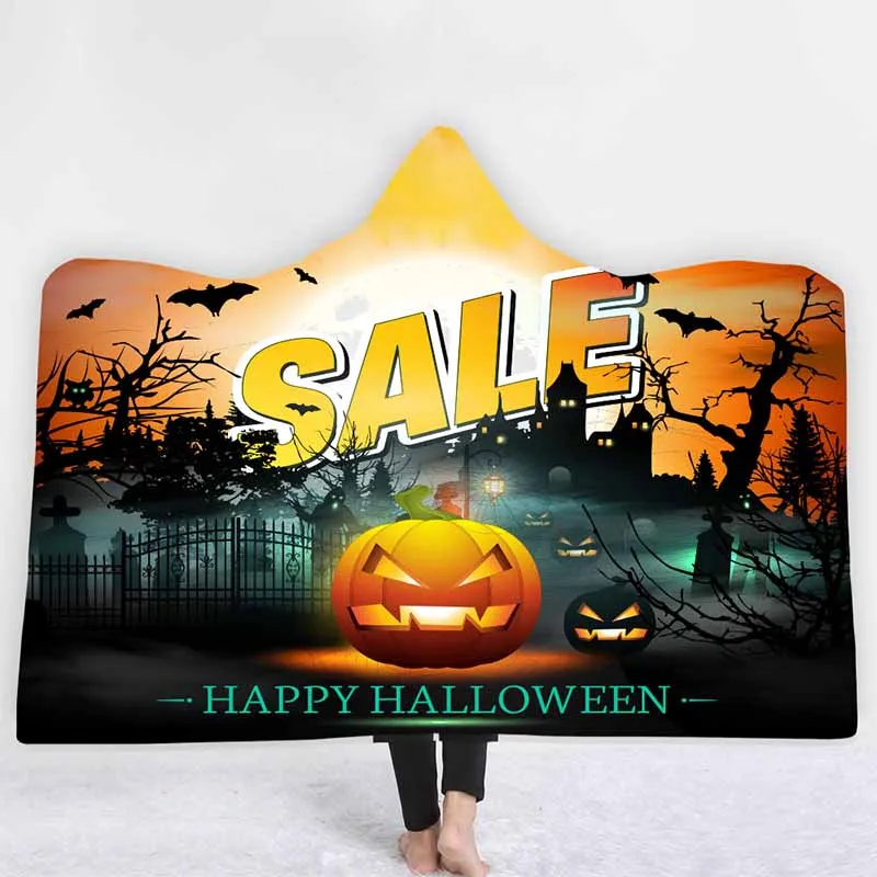Праздничная Тыква с надписью Happy Halloween одеяло с капюшоном бархатные двойные Слои для дивана, из микрофибры Одеяло мягкие пледы Одеяло верхняя детская одежда - Цвет: COLOR 6