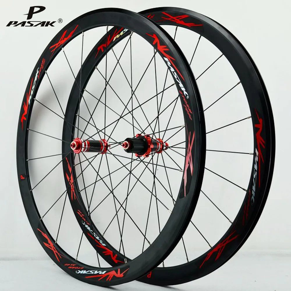 US $149.09 PASAK 700C Wheels Road Bike Wheelset Aluminium Alloy Double Layer Wheel Rim V C Brakes 30mm 40mm Rim 20H Hubs in Carbon Wrapped