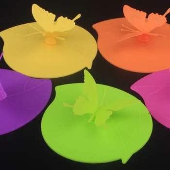 

2020 Flexible Silicone Cup Lid Butterfly Mug Cover Anti-dust Airtight Seal Drink Cup Lids In Bright Colors