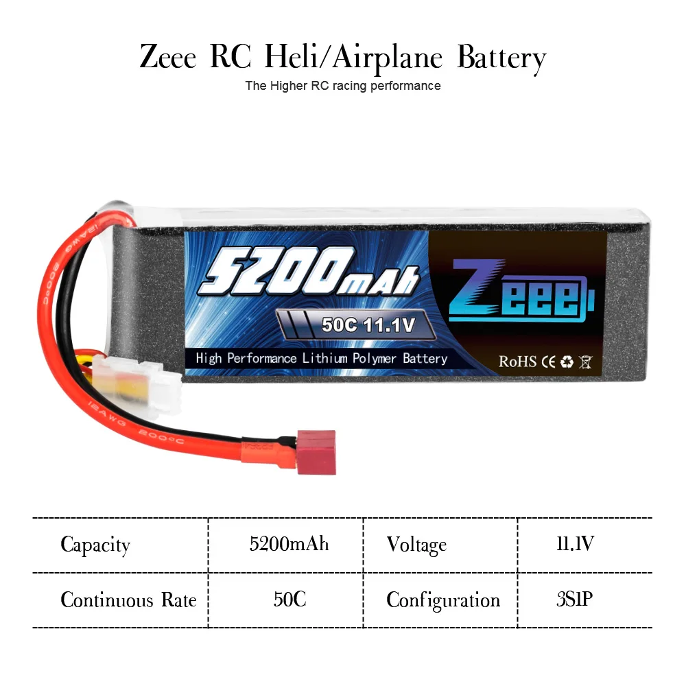 Zeee 3S RC LiPo аккумулятор 11,1 V 5200mAh 50C Deans штекер с XT60 разъемом для RC автомобилей вертолет Квадрокоптер лодка RC самолет
