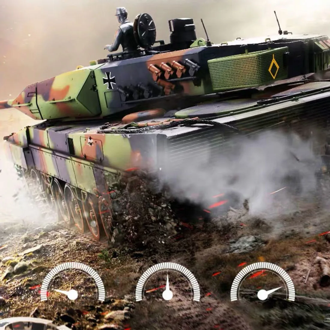 1:16 немецкий основной боевой танк 2,4G модель дистанционного управления Военный танк со звуковым эффектом дыма-металлическая обновленная версия